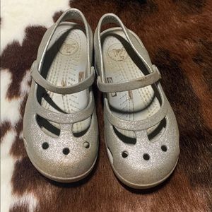 Crocs Glittery Silver Youth size13/j13
